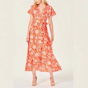 Vince Camuto Floral Faux Wrap Midi Dress